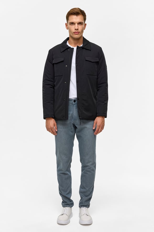 Lacivert Slim Düz Mont