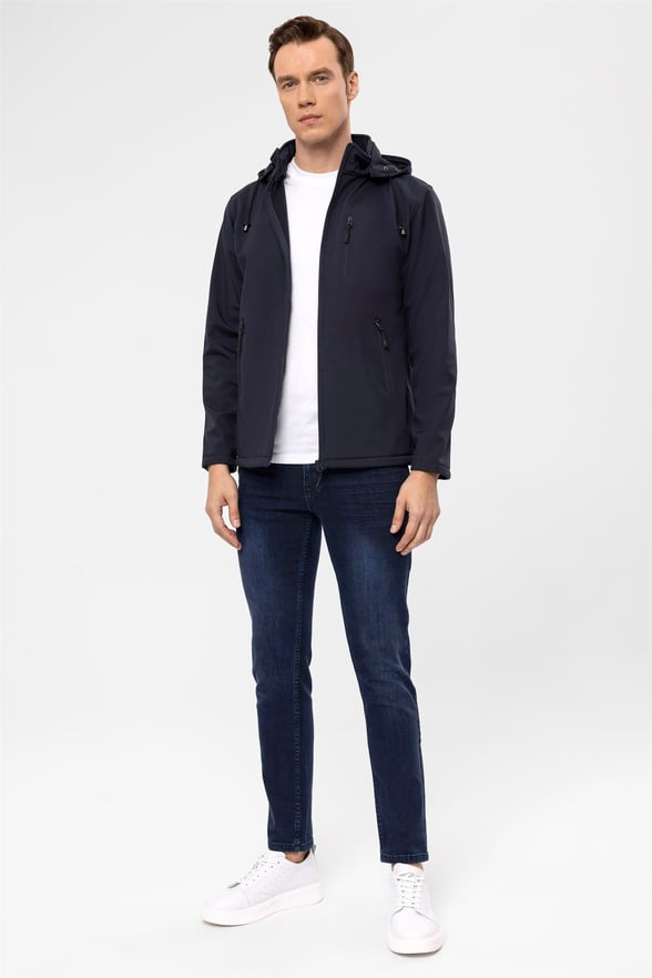 Lacivert Slim Düz   Mont