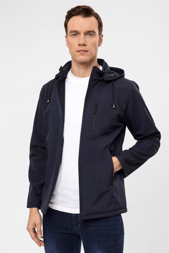 Lacivert Slim Düz   Mont