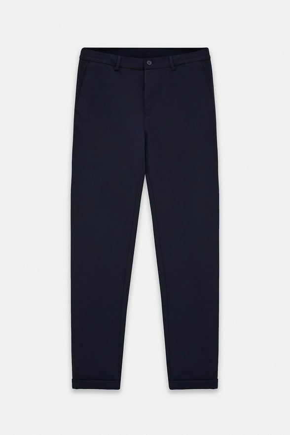 Lacivert Slim Düz Twill Yarım Lastikli Jogger Pantolon