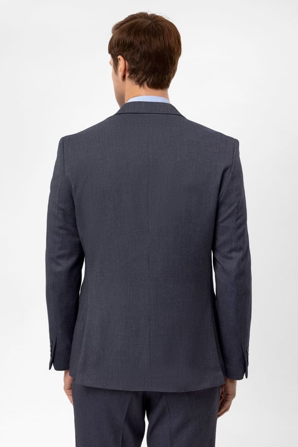 Lacivert Slim Fit Armürlü Sivri Yaka 6 Drop Klasik Takım Elbise