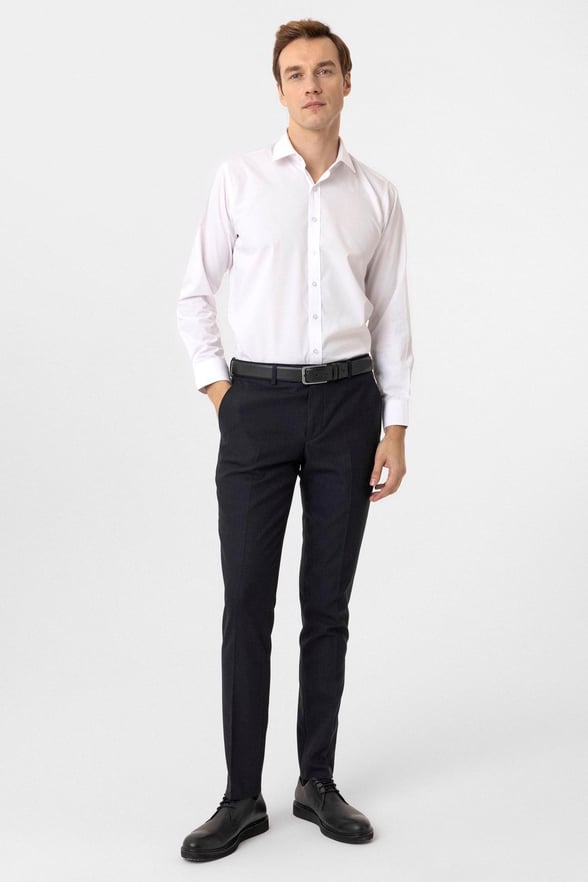 Lacivert Slim Fit Desenli Kumaş Pantolon