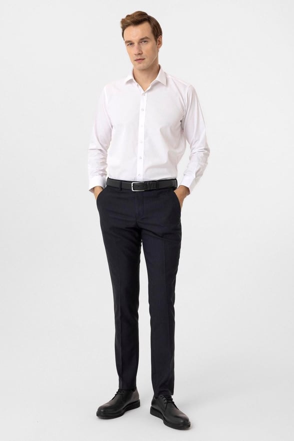 Lacivert Slim Fit Desenli Kumaş Pantolon