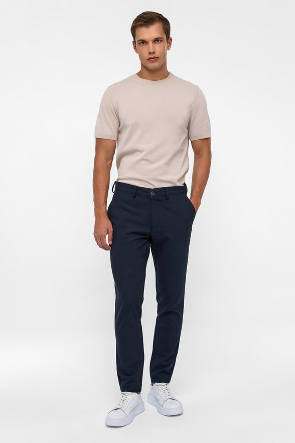 Lacivert Slim Fit Desenli Kumaş Pantolon