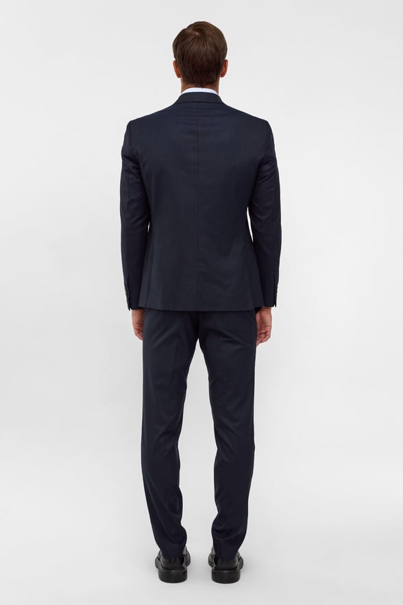 Lacivert Slim Fit Desenli Sivri Yaka 6 Drop Klasik Takım Elbise