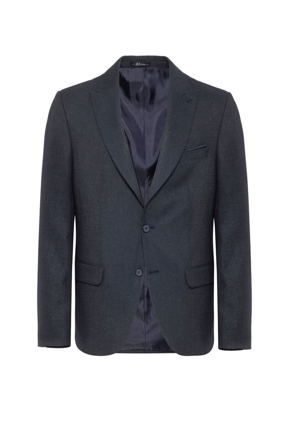 Lacivert Slim Fit Desenli Sivri Yaka 6 Drop Klasik Takım Elbise