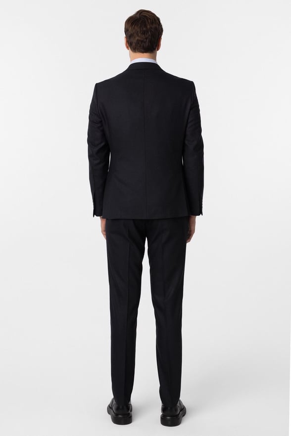 Lacivert Slim Fit Desenli Sivri Yaka 6 Drop Yelekli Klasik Takım Elbise