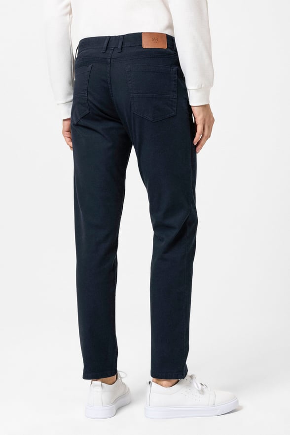 Lacivert Slim Fit Düz Kanvas Pantolon