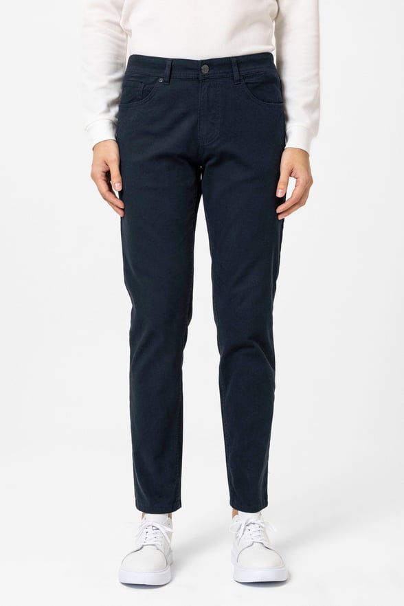 Lacivert Slim Fit Düz Kanvas Pantolon