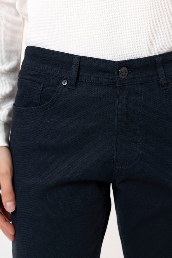 Lacivert Slim Fit Düz Kanvas Pantolon