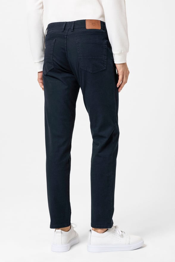 Lacivert Slim Fit Düz Kanvas Pantolon