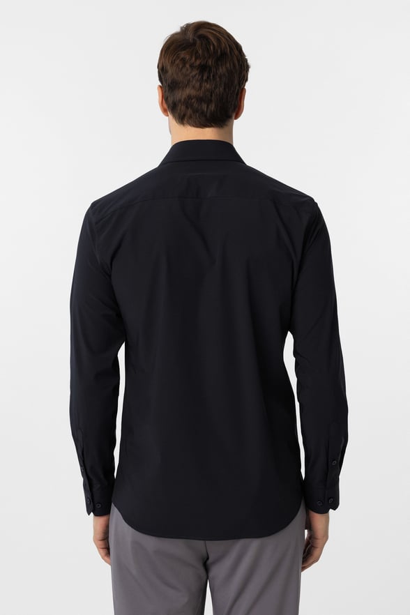 Lacivert Slim Fit Düz Klasik Yaka Gömlek
