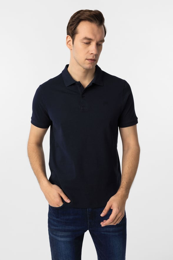 Lacivert Slim Fit Düz Polo Yaka Tişört