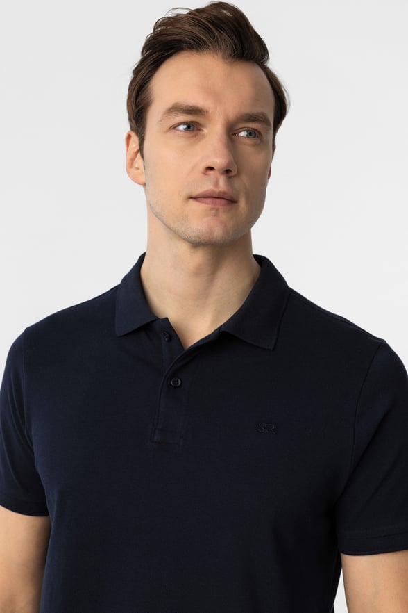 Lacivert Slim Fit Düz Polo Yaka Tişört