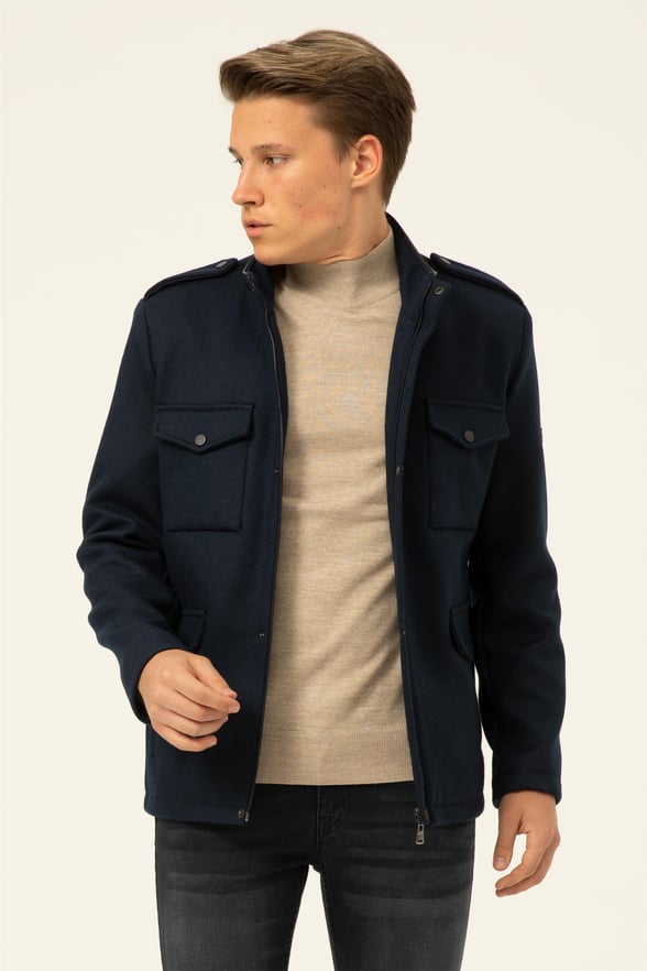 Lacivert Slim Kapitone   Mont