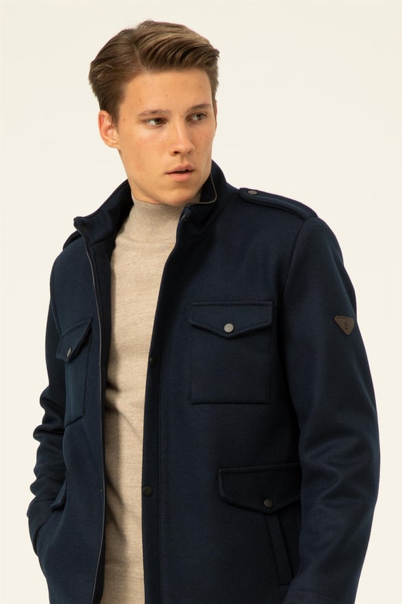 Lacivert Slim Kapitone   Mont