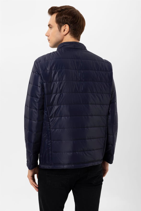 Lacivert Slim Kapitone Mont
