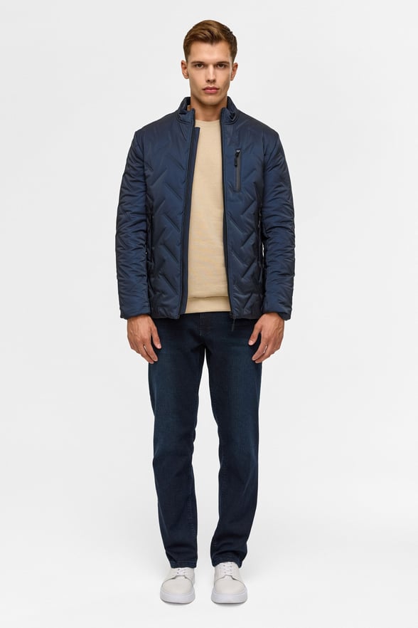 Lacivert Slim Kapitone Mont