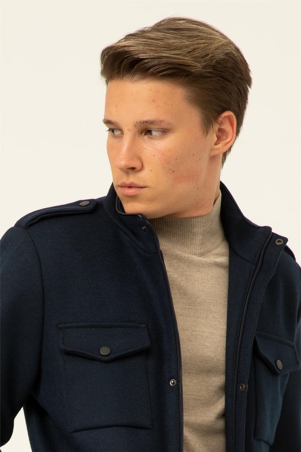 Lacivert Slim Kapitone   Mont