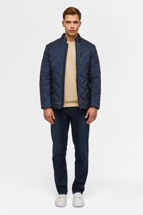 Lacivert Slim Kapitone Mont