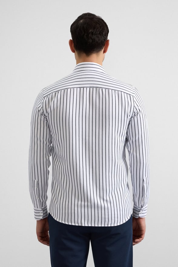 Lacivert Slim Klasik Yaka Cepsiz Casual Gömlek