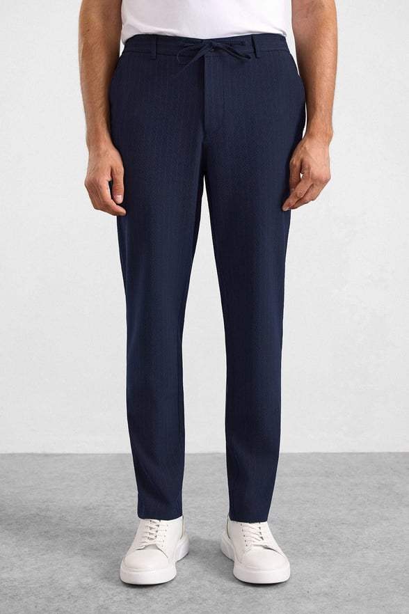 Lacivert Slim Mono Yaka Düz Torba Cep 6 Drop Takım Elbise