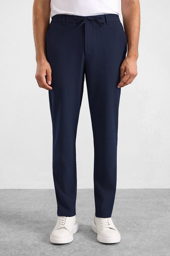 Lacivert Slim Mono Yaka Düz Torba Cep 6 Drop Takım Elbise