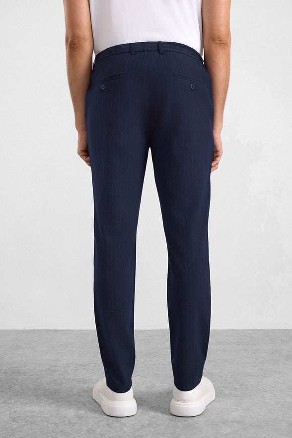 Lacivert Slim Mono Yaka Düz Torba Cep 6 Drop Takım Elbise