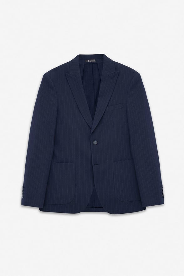 Lacivert Slim Mono Yaka Düz Torba Cep 6 Drop Takım Elbise
