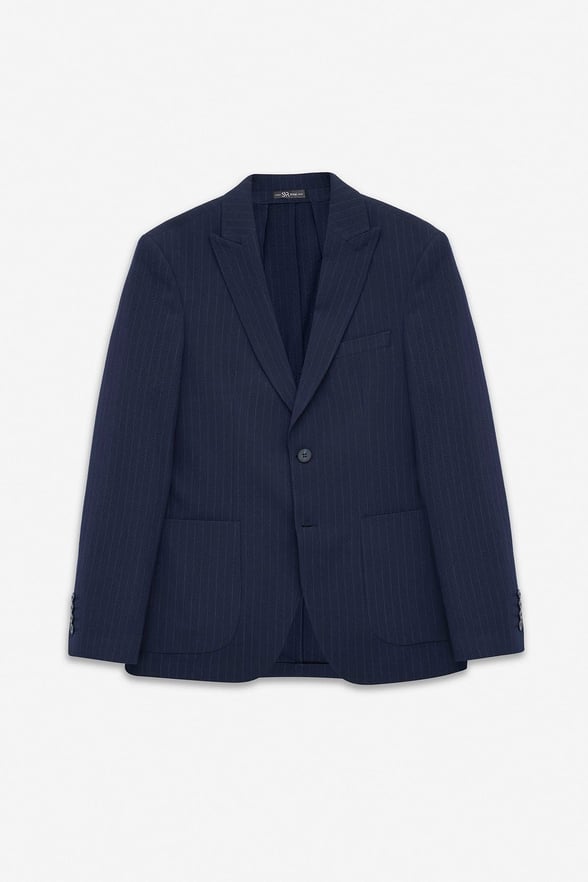 Lacivert Slim Mono Yaka Düz Torba Cep 6 Drop Takım Elbise