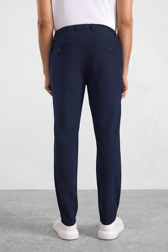 Lacivert Slim Mono Yaka Düz Torba Cep 6 Drop Takım Elbise