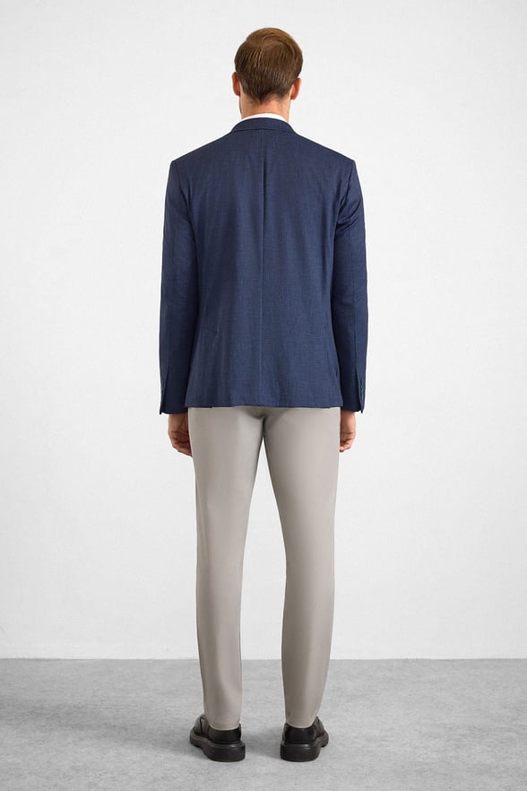Lacivert Slim Mono Yaka Torba Cep 6 Drop Klasik Ceket