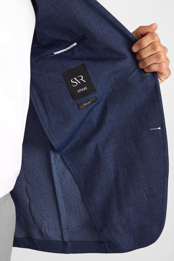 Lacivert Slim Mono Yaka Torba Cep 6 Drop Klasik Ceket