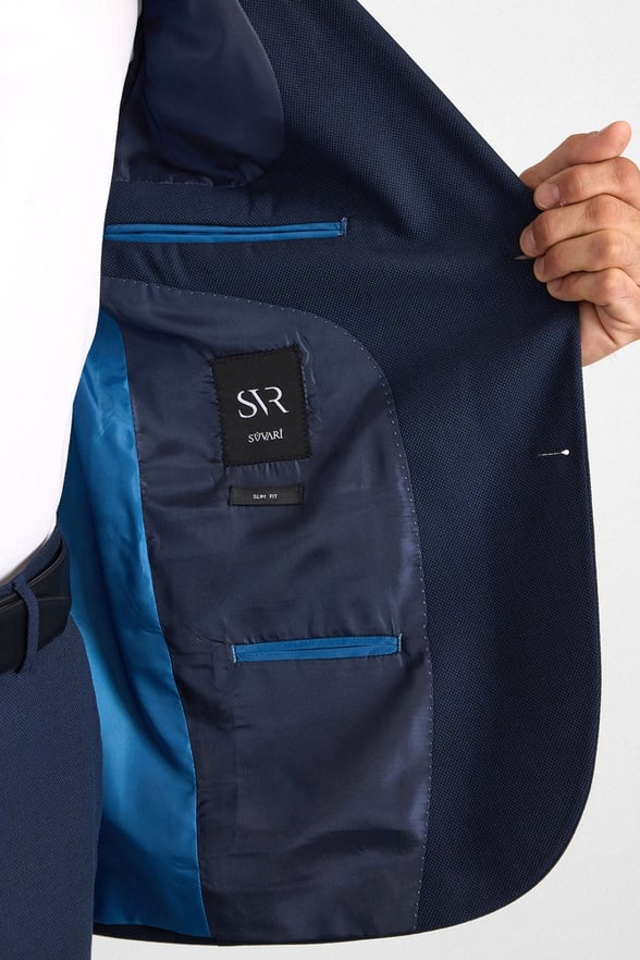 Lacivert Slim Sivri Yaka 6 Drop Takım Elbise