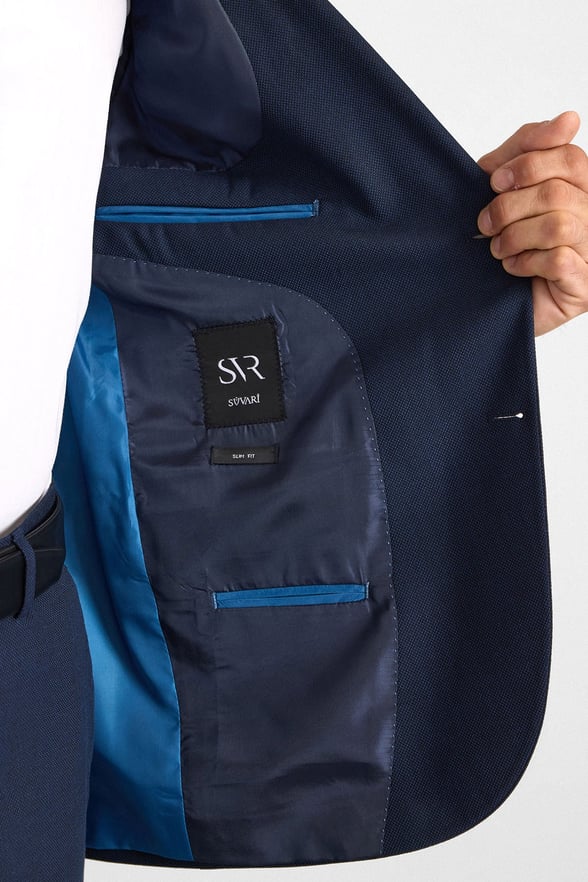Lacivert Slim Sivri Yaka 6 Drop Takım Elbise