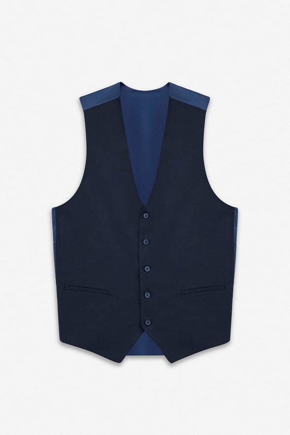 Lacivert Slim Sivri Yaka 6 Drop Yelekli Takım Elbise