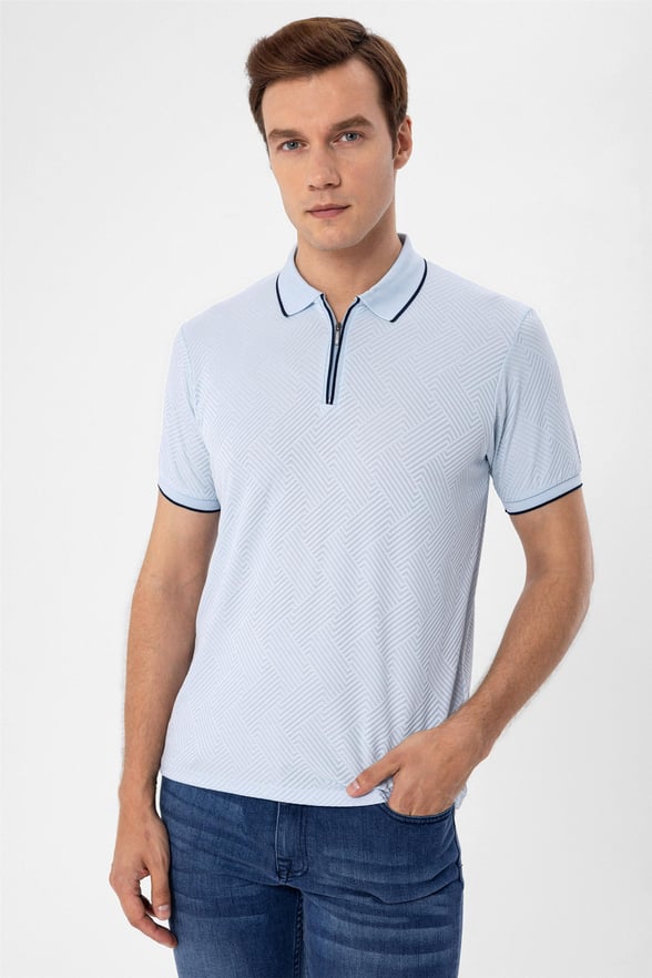 Mavi Slim Armürlü Polo Yaka  Tişört