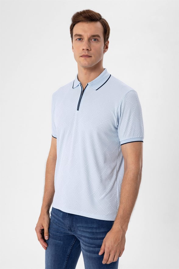 Mavi Slim Armürlü Polo Yaka  Tişört