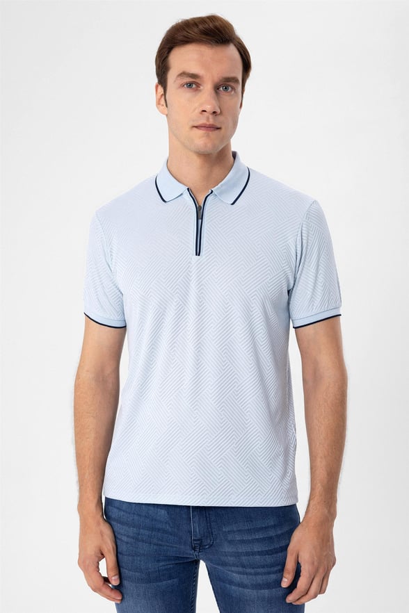 Mavi Slim Armürlü Polo Yaka  Tişört