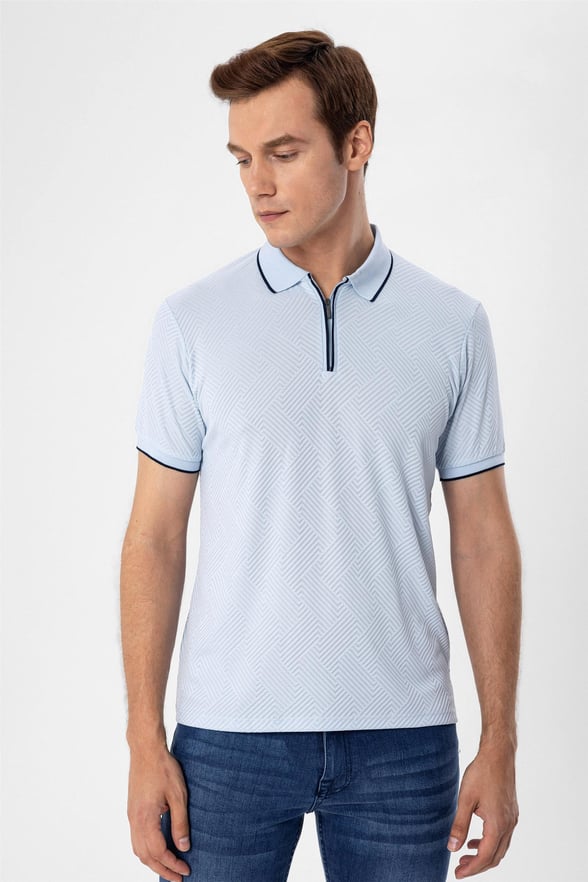Mavi Slim Armürlü Polo Yaka  Tişört