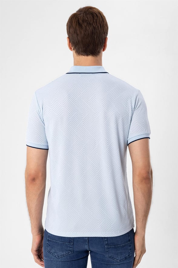 Mavi Slim Armürlü Polo Yaka  Tişört