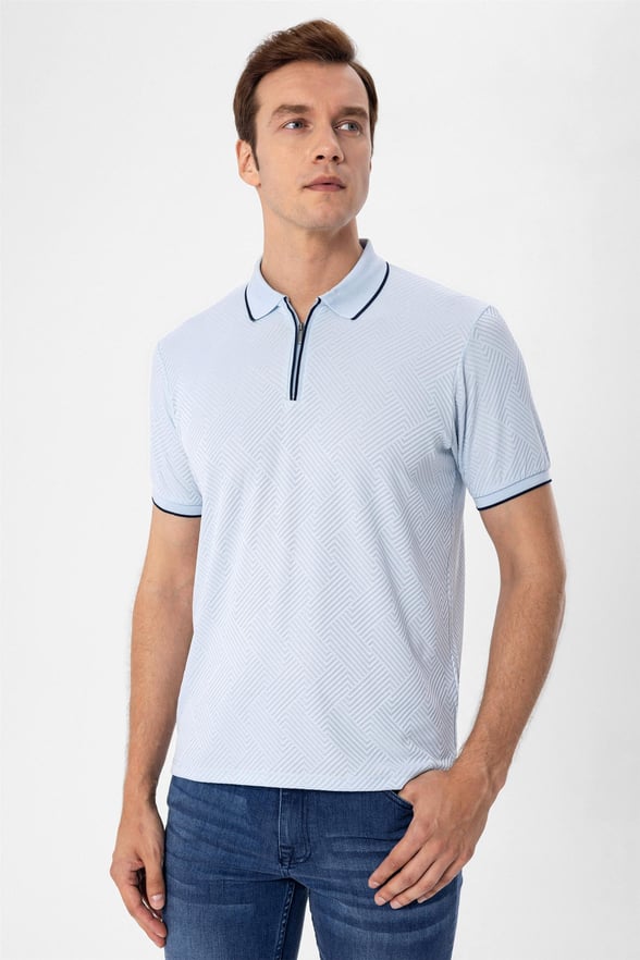 Mavi Slim Armürlü Polo Yaka  Tişört