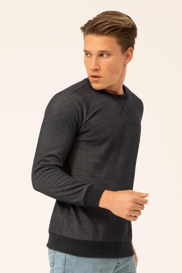 Parlement Mavi Regular Armürlü O Yaka  Sweatshirt