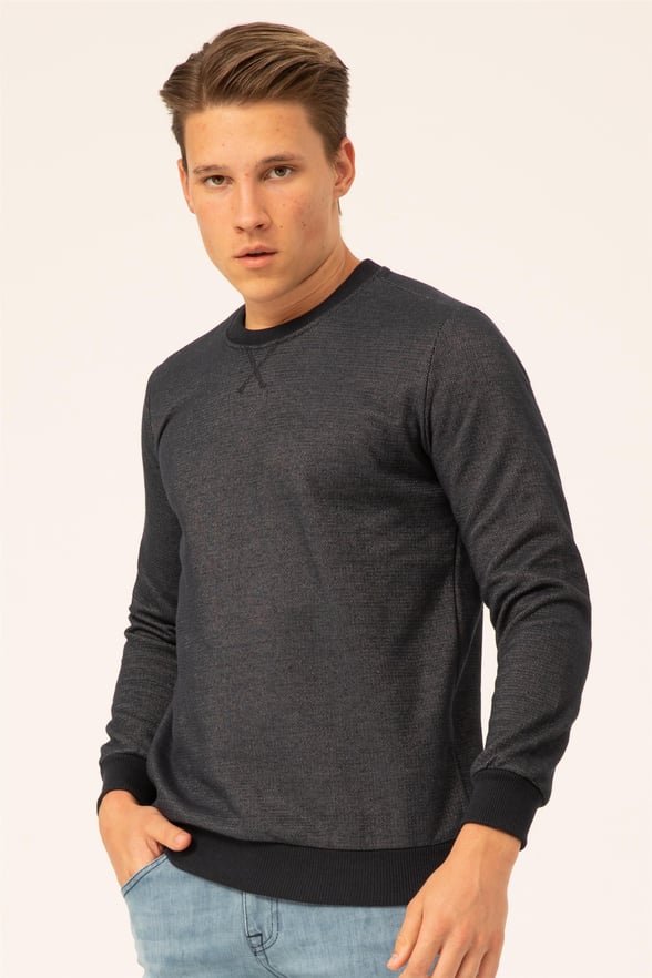 Parlement Mavi Regular Armürlü O Yaka  Sweatshirt