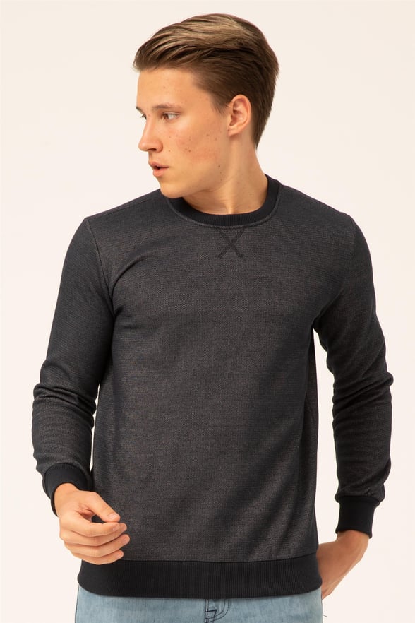 Parlement Mavi Regular Armürlü O Yaka  Sweatshirt
