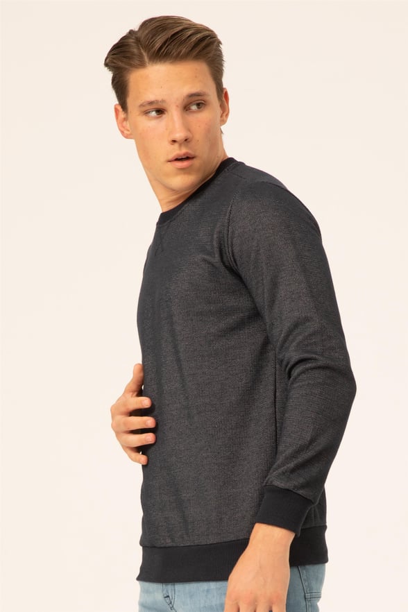 Parlement Mavi Regular Armürlü O Yaka  Sweatshirt