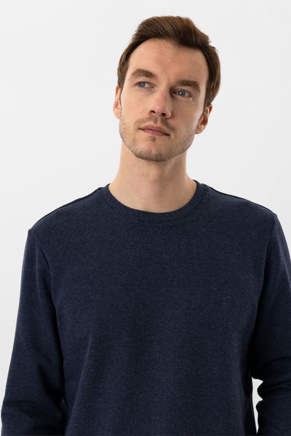 Parlement Mavi Regular Düz O Yaka Sweatshirt