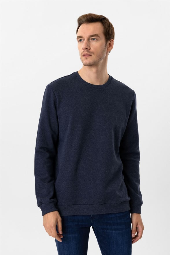 Parlement Mavi Regular Düz O Yaka Sweatshirt