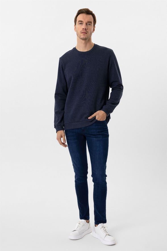 Parlement Mavi Regular Düz O Yaka Sweatshirt