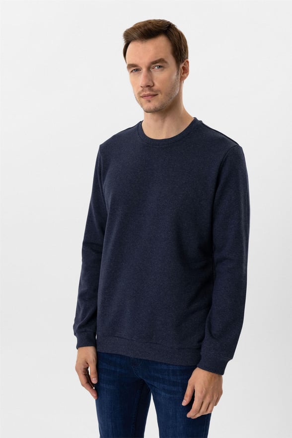 Parlement Mavi Regular Düz O Yaka Sweatshirt